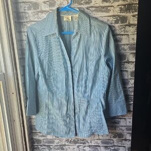 Blue Striped Button-Up Shirt